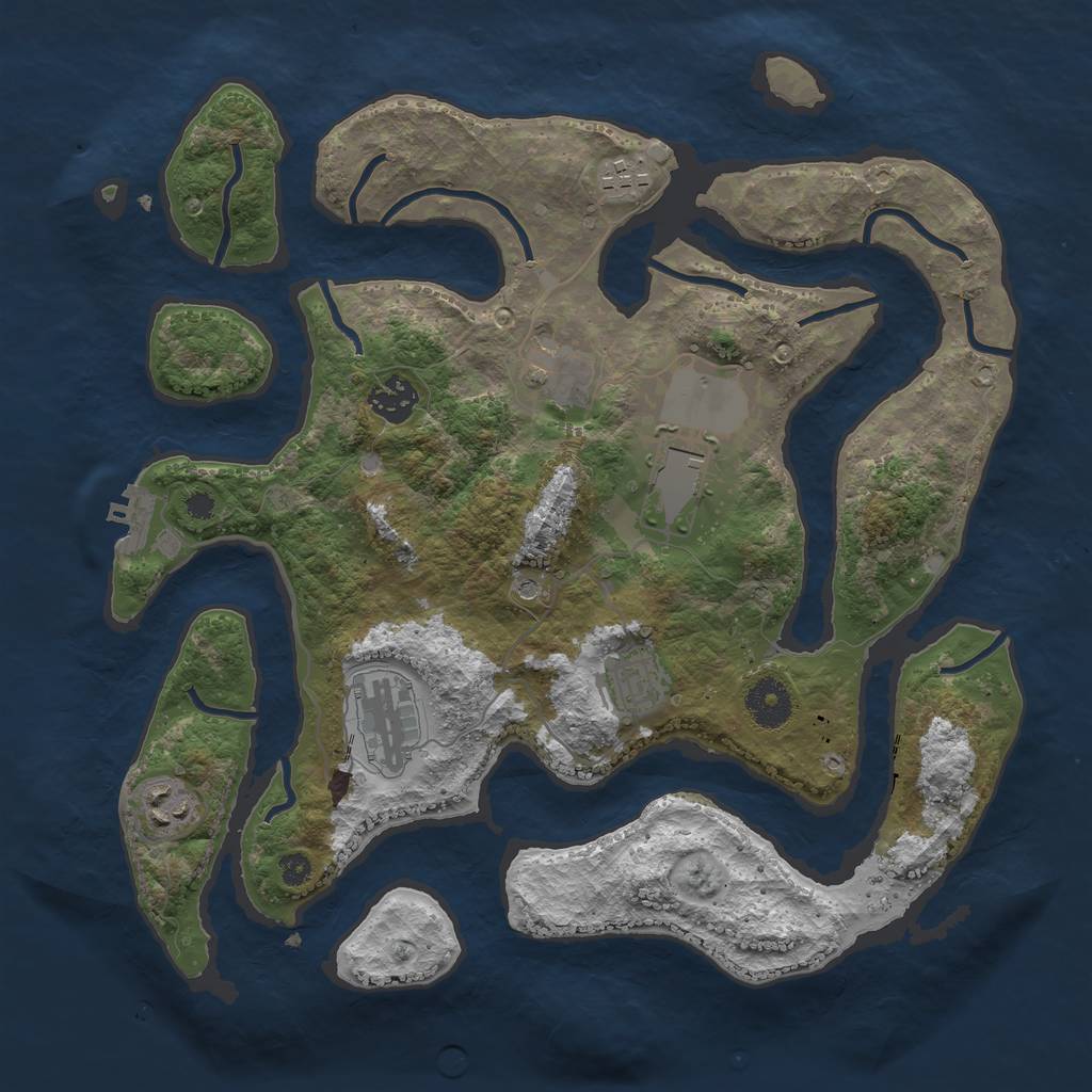 Rust Map: Procedural Map, Size: 3500, Seed: 563555, 11 Monuments