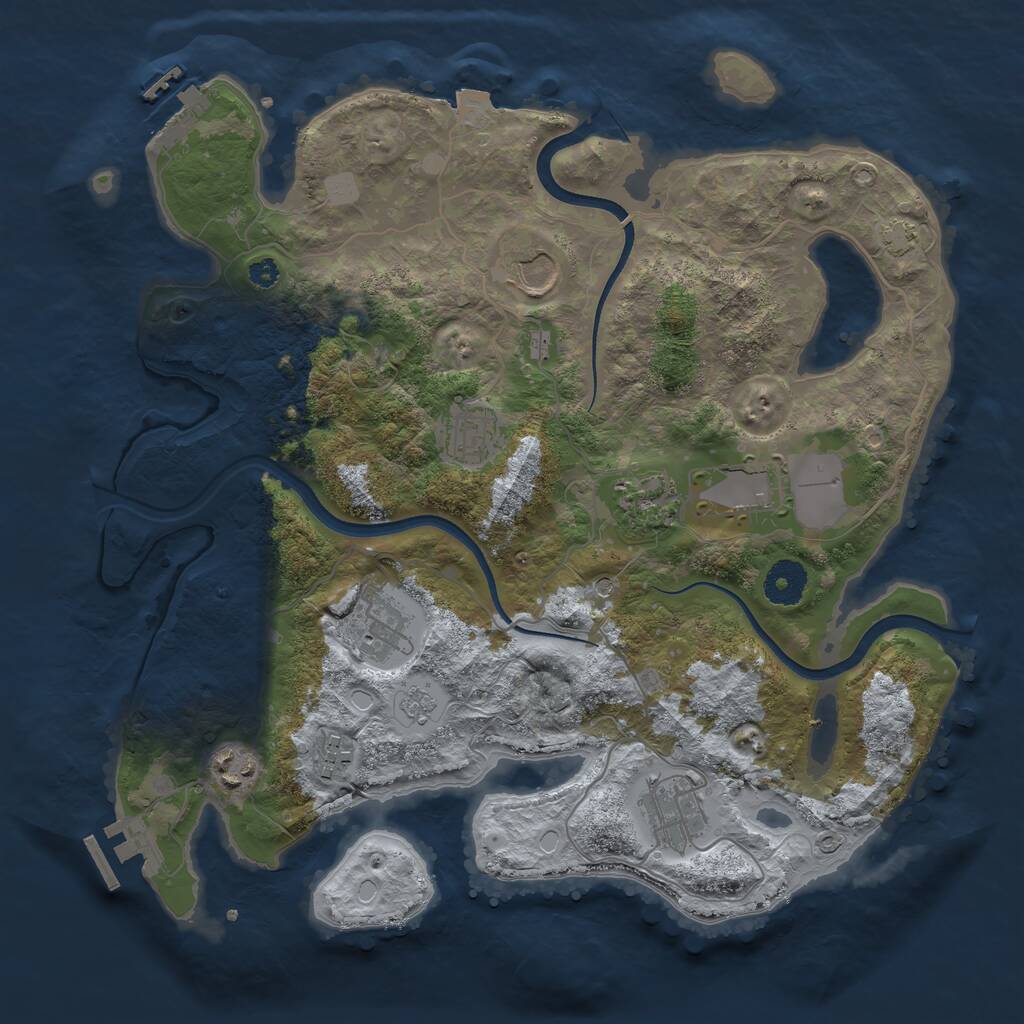Rust Map: Procedural Map, Size: 3500, Seed: 563555, 14 Monuments