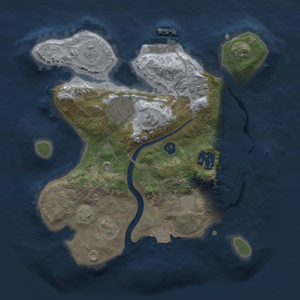 Rust Map: Procedural Map, Size: 2500, Seed: 467154345, 8 Monuments