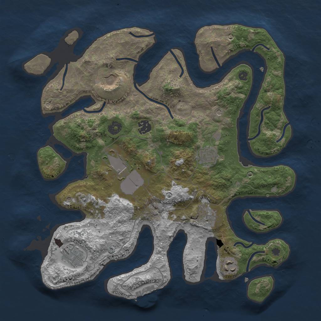 Rust Map: Procedural Map, Size: 3500, Seed: 2348657, 11 Monuments