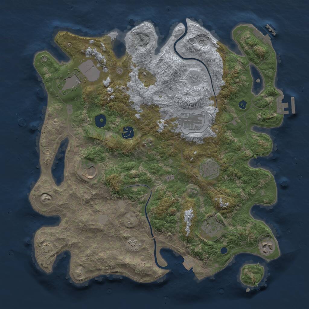 Rust Map: Procedural Map, Size: 3700, Seed: 2052200864, 14 Monuments