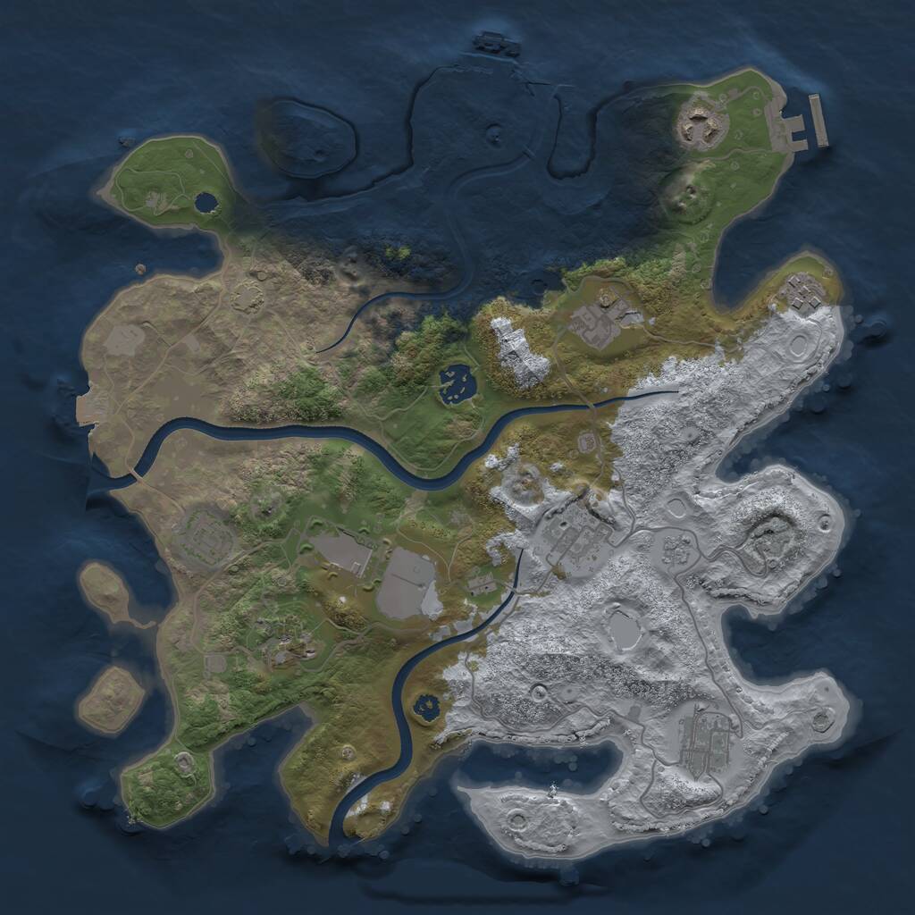 Rust Map: Procedural Map, Size: 3500, Seed: 298117277, 15 Monuments