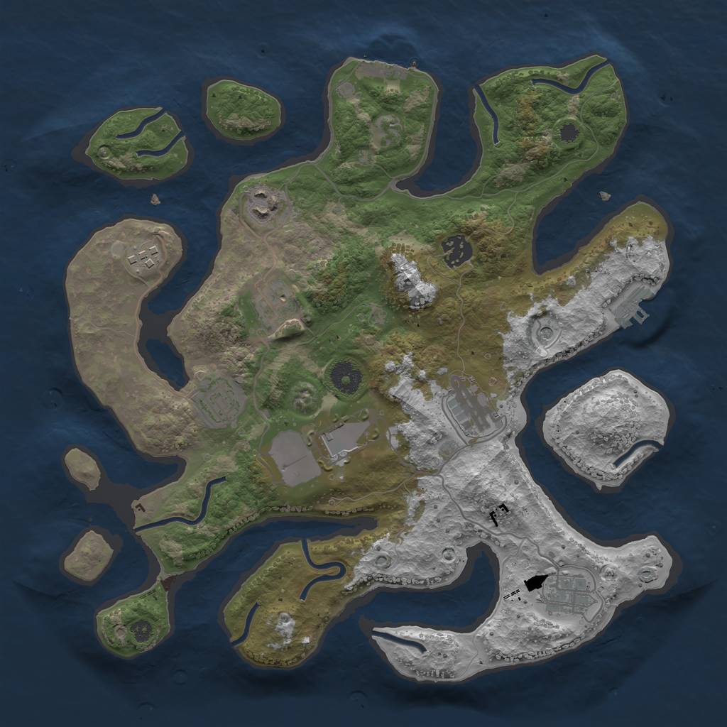 Rust Map: Procedural Map, Size: 3500, Seed: 298117277, 13 Monuments