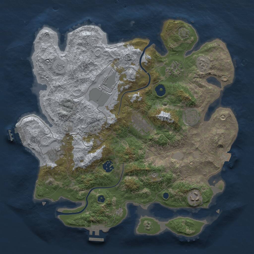 Rust Map: Procedural Map, Size: 3500, Seed: 307548448, 14 Monuments