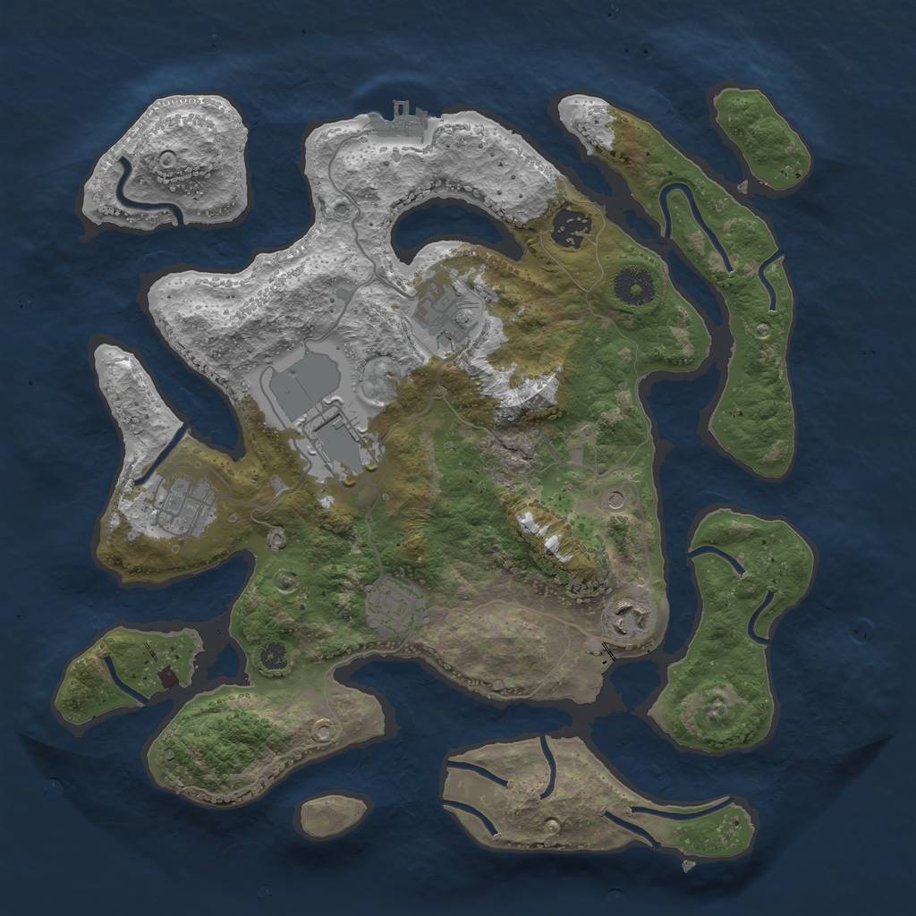 Rust Map: Procedural Map, Size: 3500, Seed: 47948567, 10 Monuments