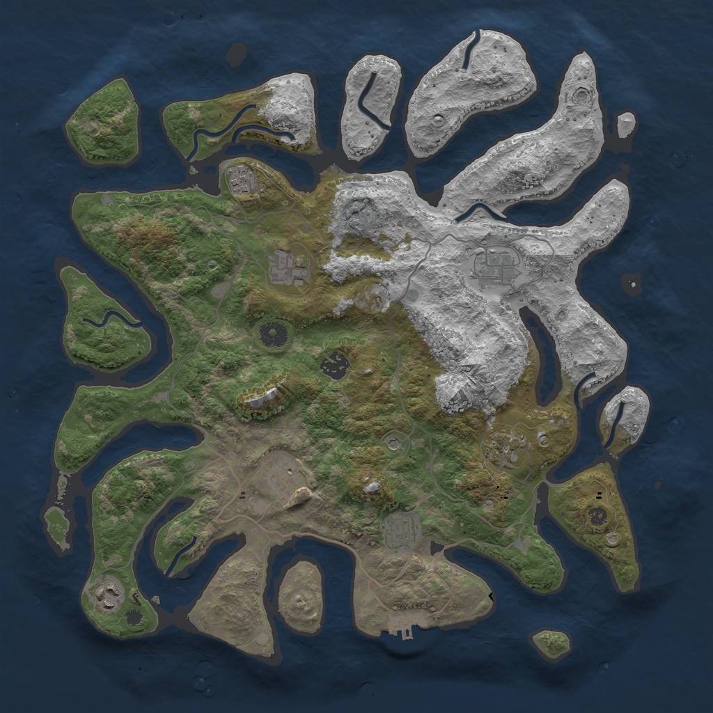 Rust Map: Procedural Map, Size: 4000, Seed: 5690, 12 Monuments