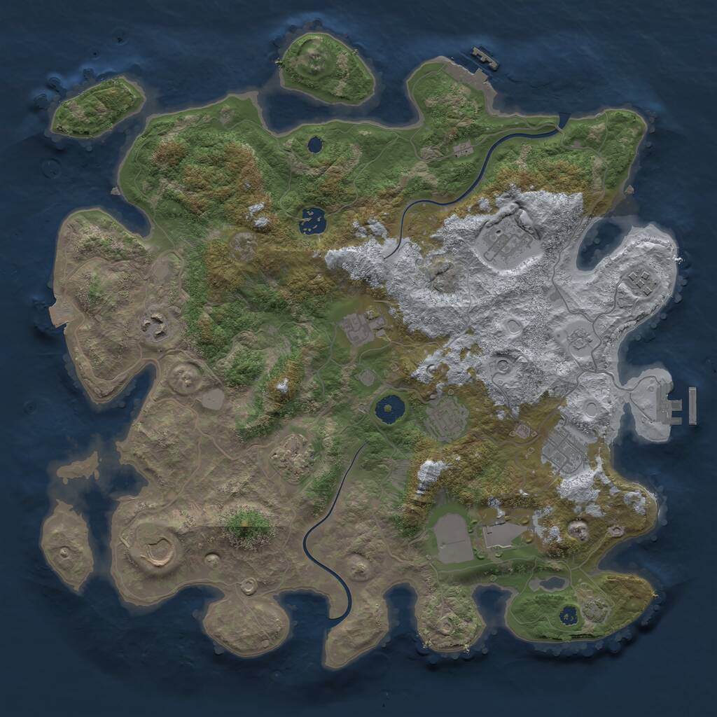 Rust Map: Procedural Map, Size: 3850, Seed: 358626711, 16 Monuments