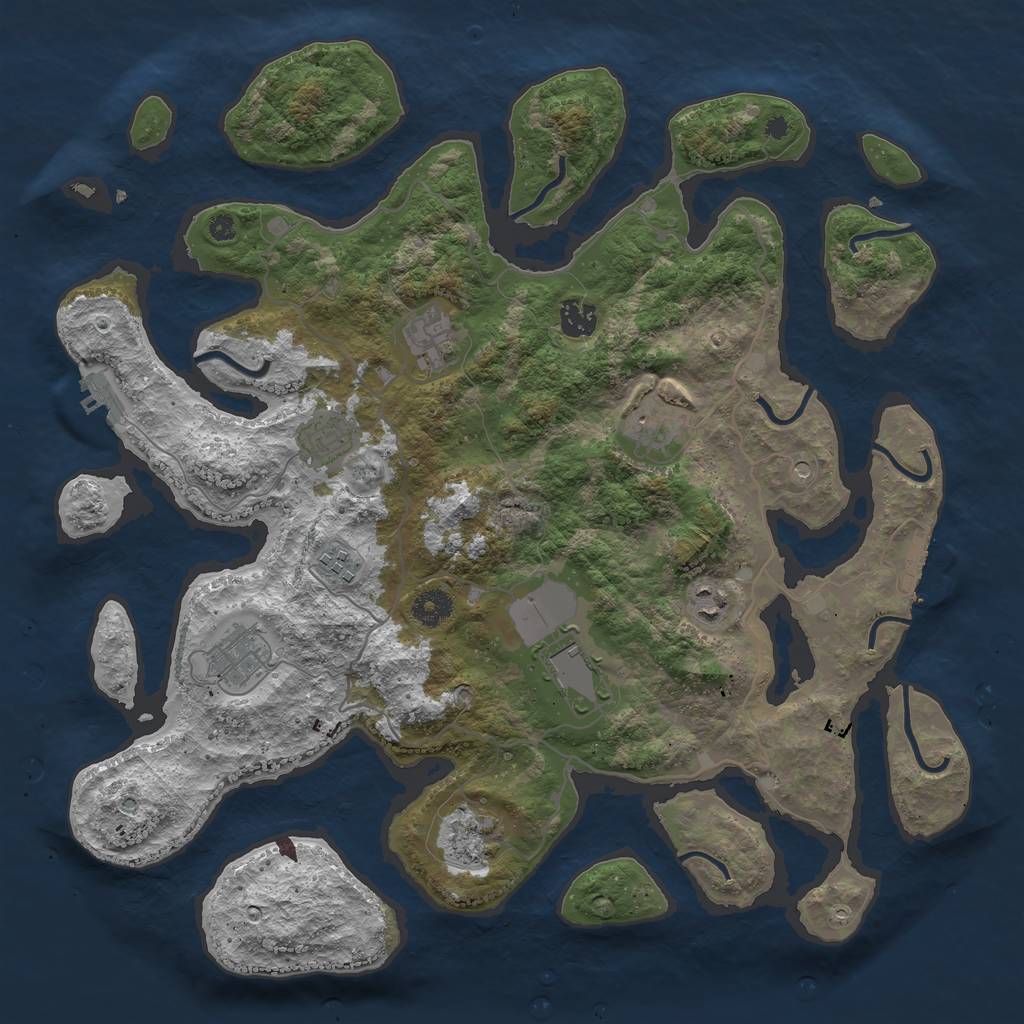 Rust Map: Procedural Map, Size: 4000, Seed: 1250137385, 14 Monuments