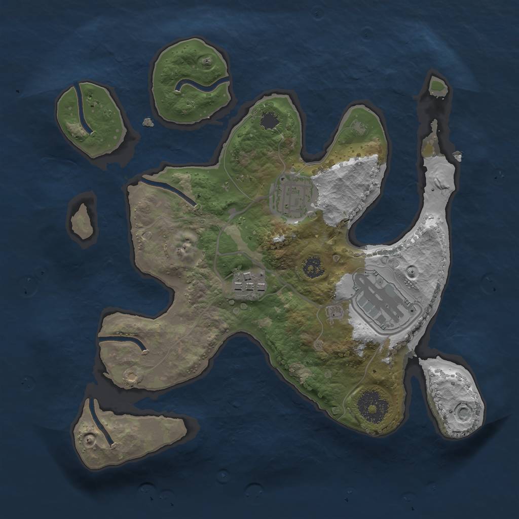 Rust Map: Procedural Map, Size: 2500, Seed: 1451914590, 5 Monuments