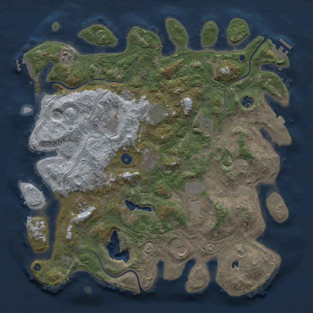 Rust Map: Procedural Map, Size: 4300, Seed: 1155988696, 16 Monuments