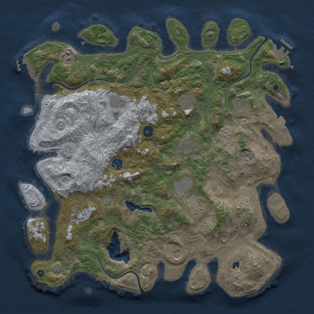 Rust Map: Procedural Map, Size: 4300, Seed: 1155988696, 16 Monuments