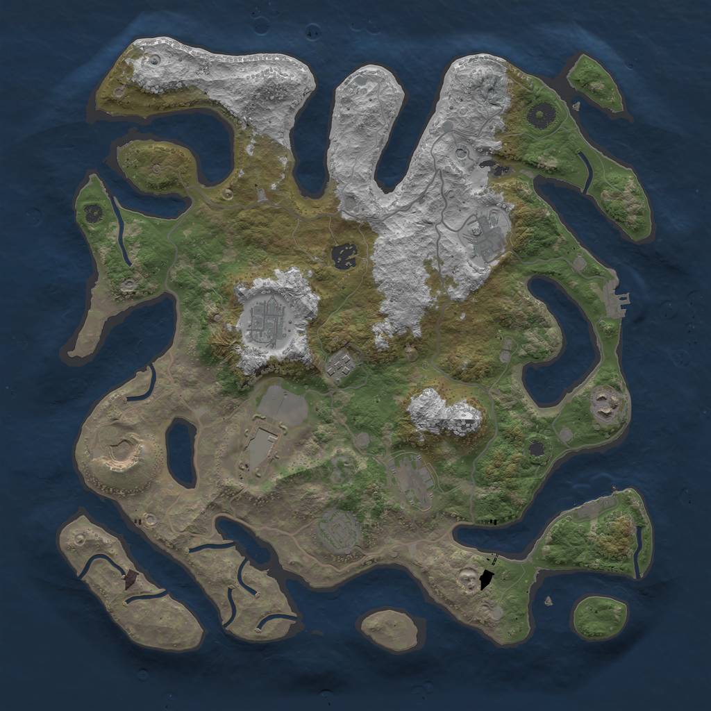 Rust Map: Procedural Map, Size: 4000, Seed: 614166, 14 Monuments