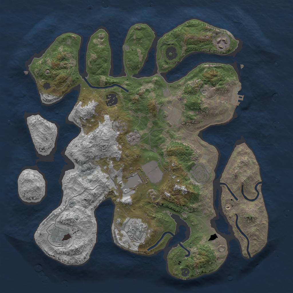 Rust Map: Procedural Map, Size: 3500, Seed: 201072145, 12 Monuments