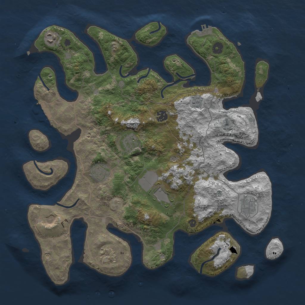 Rust Map: Procedural Map, Size: 4000, Seed: 579842, 14 Monuments