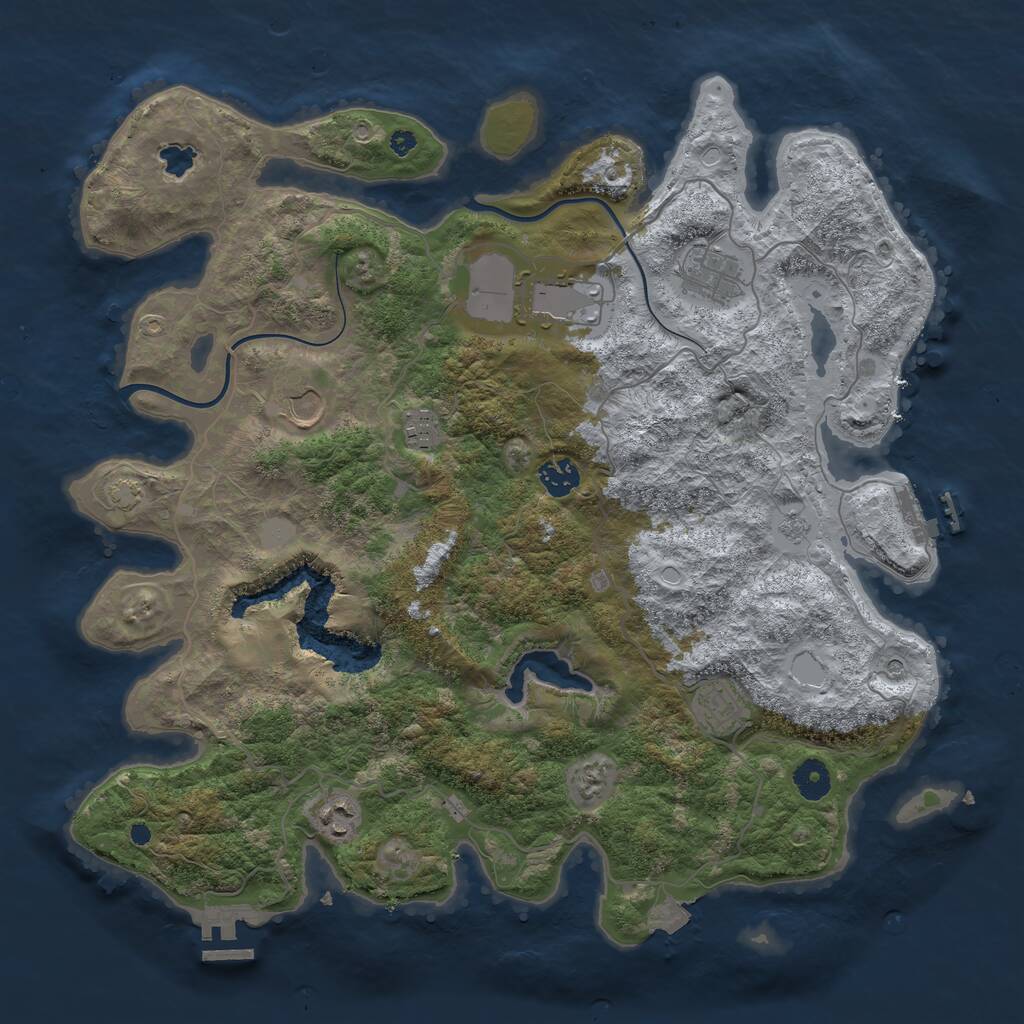 Rust Map: Procedural Map, Size: 4000, Seed: 894982, 13 Monuments