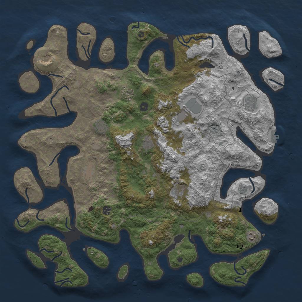 Rust Map: Procedural Map, Size: 5000, Seed: 111111111, 15 Monuments