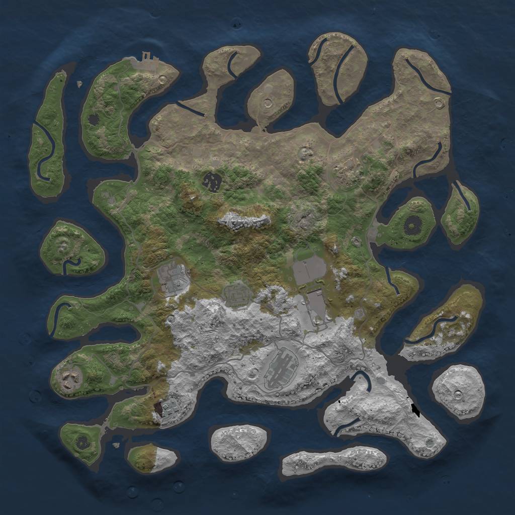Rust Map: Procedural Map, Size: 4000, Seed: 76553, 12 Monuments