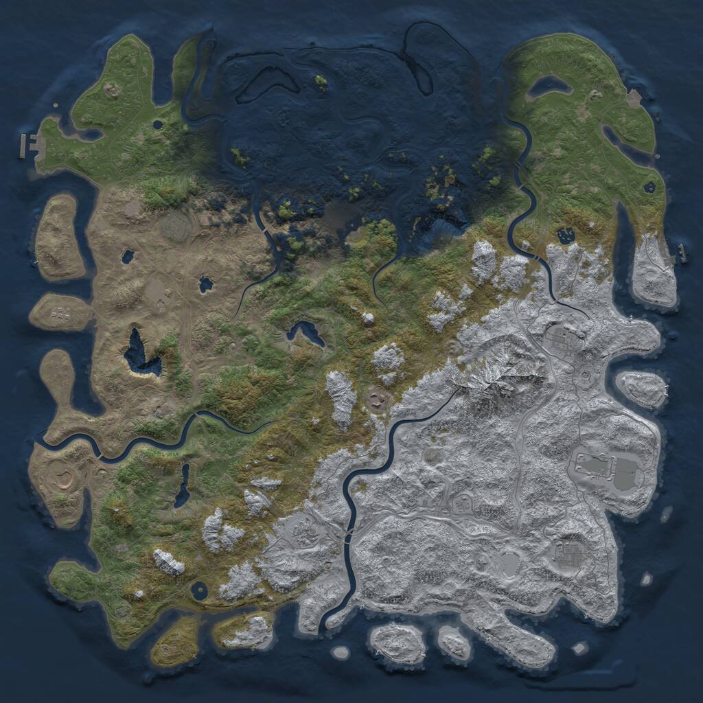 Rust Map: Procedural Map, Size: 6000, Seed: 50600, 17 Monuments