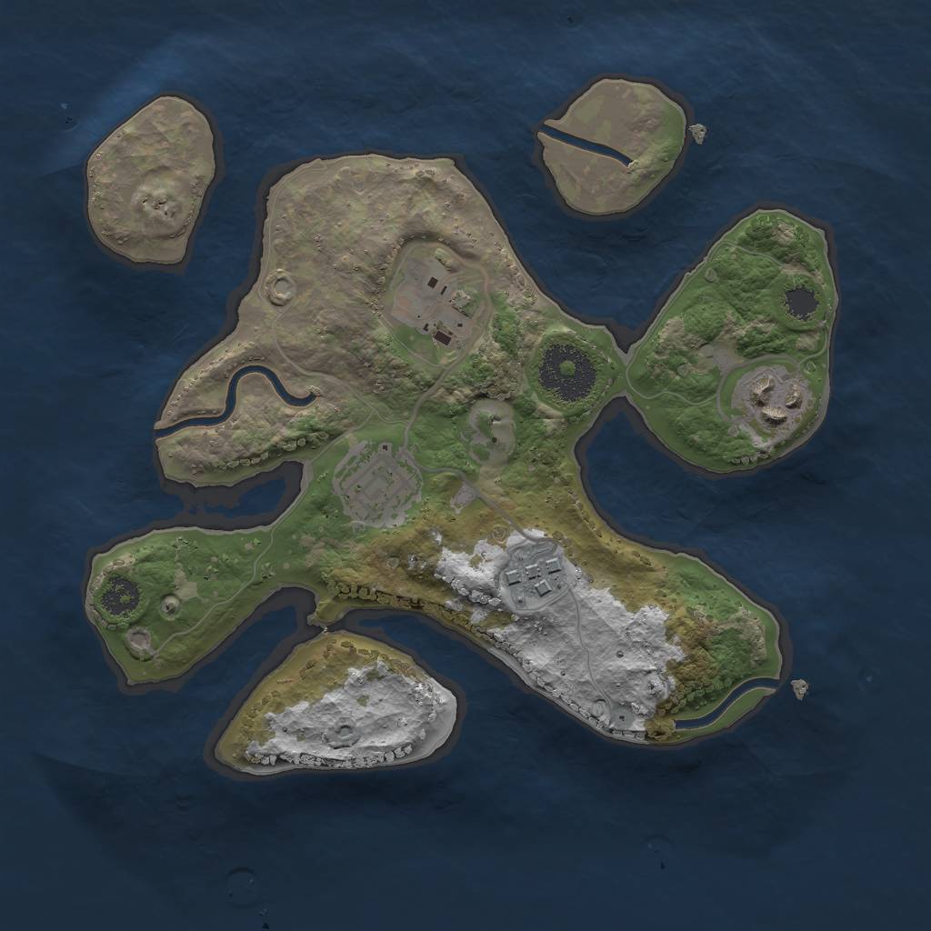 Rust Map: Procedural Map, Size: 2500, Seed: 10010721, 6 Monuments