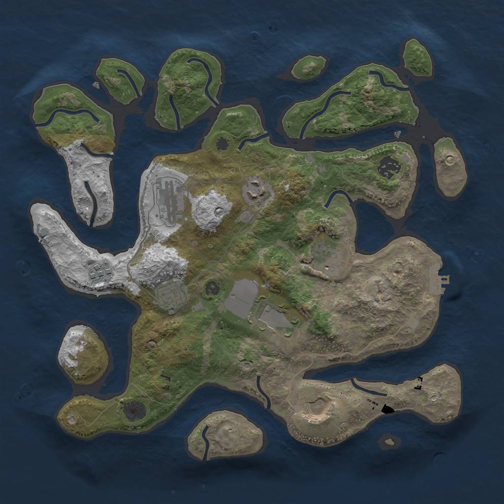 Rust Map: Procedural Map, Size: 3500, Seed: 32095, 11 Monuments