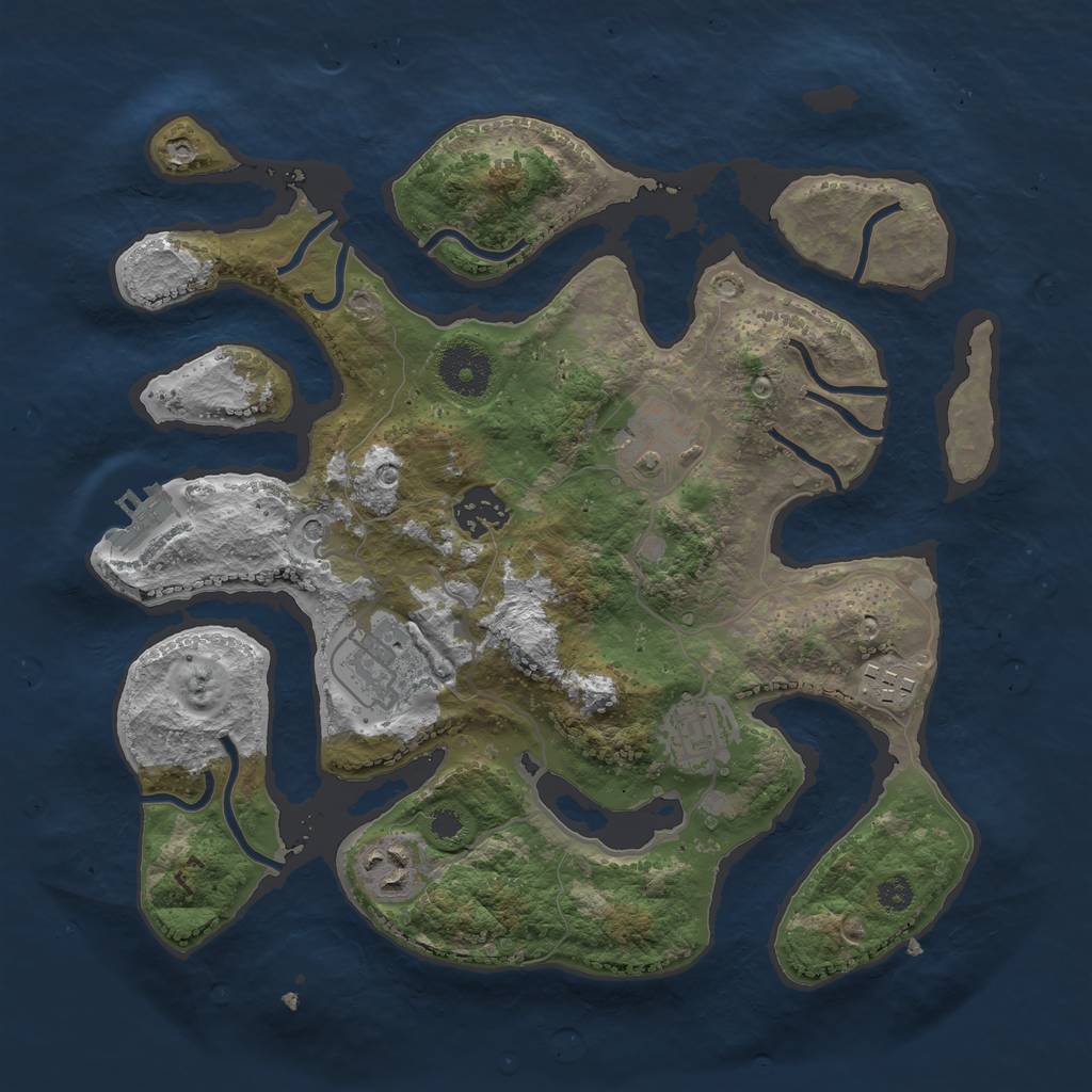Rust Map: Procedural Map, Size: 3200, Seed: 123456, 10 Monuments