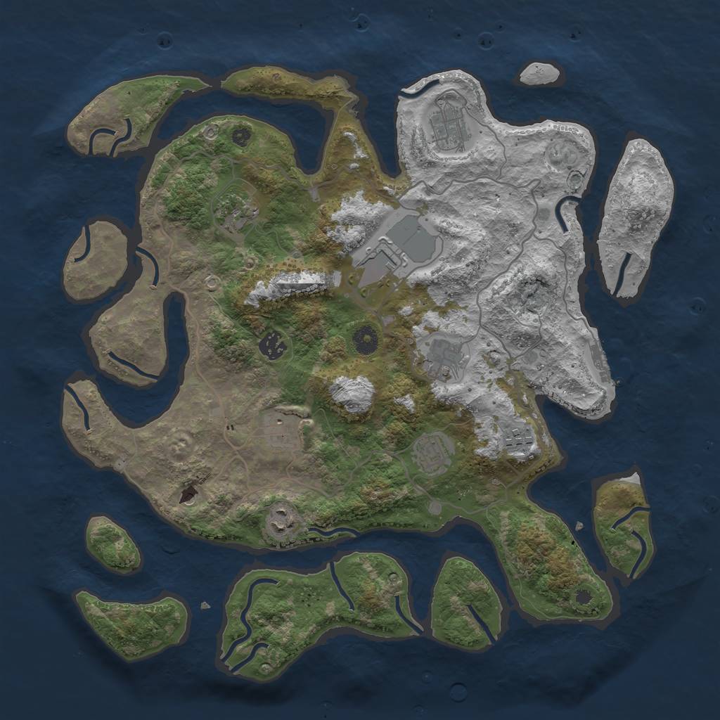 Rust Map: Procedural Map, Size: 4000, Seed: 333297, 13 Monuments