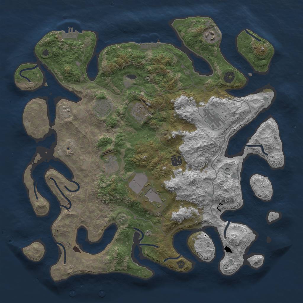 Rust Map: Procedural Map, Size: 4000, Seed: 223597, 13 Monuments