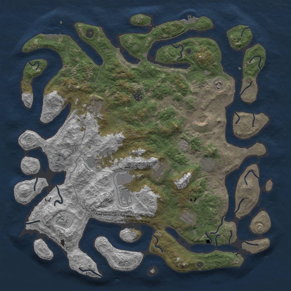 Rust Map: Procedural Map, Size: 5000, Seed: 32424, 16 Monuments
