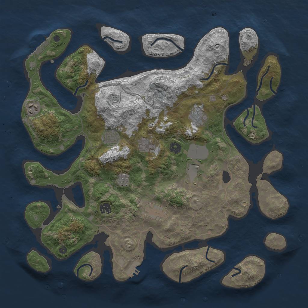 Rust Map: Procedural Map, Size: 4000, Seed: 543550, 13 Monuments