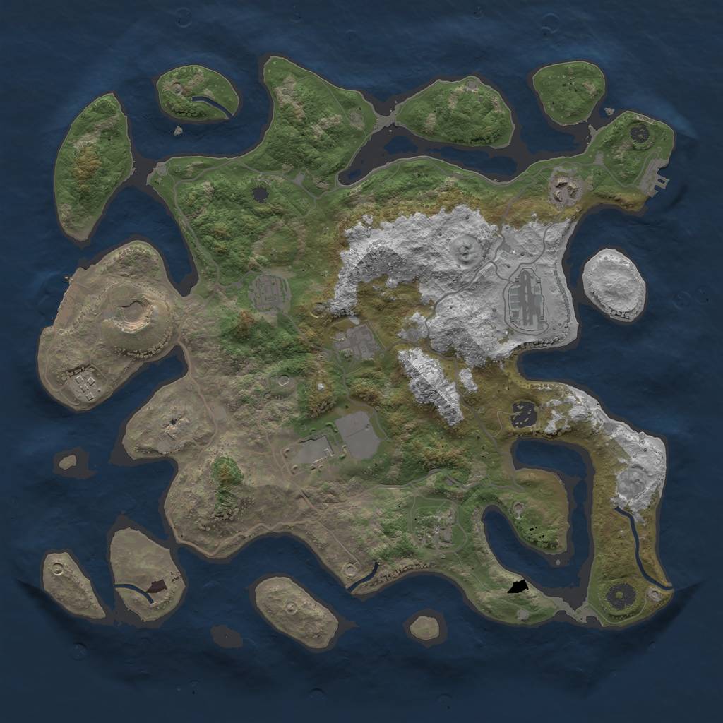 Rust Map: Procedural Map, Size: 4000, Seed: 485185, 14 Monuments