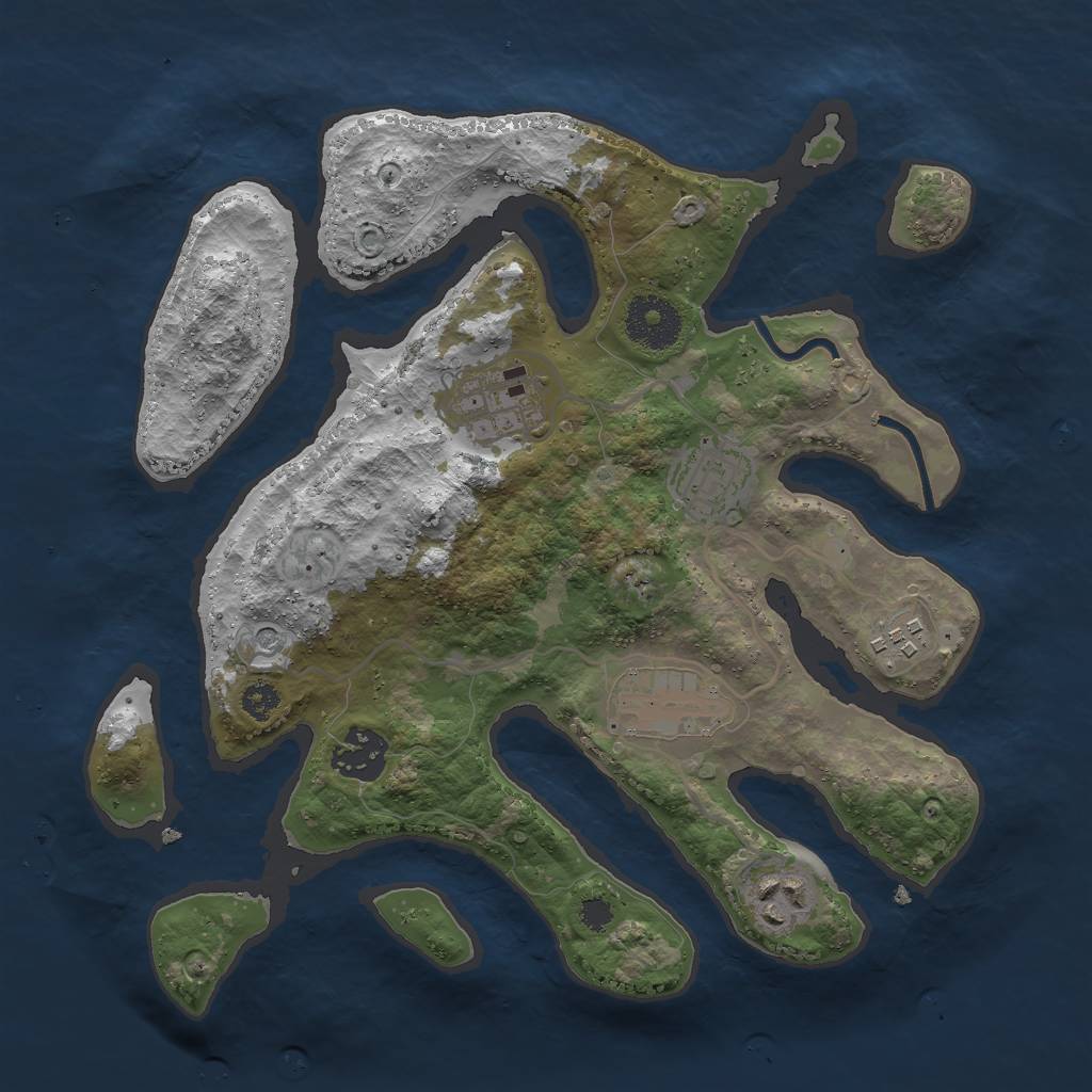 Rust Map: Procedural Map, Size: 3000, Seed: 1310834892, 9 Monuments