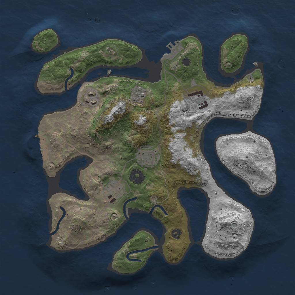 Rust Map: Procedural Map, Size: 3000, Seed: 255823, 9 Monuments