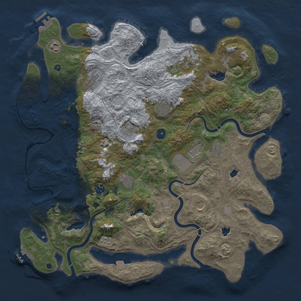 Rust Map: Procedural Map, Size: 4500, Seed: 80232664, 17 Monuments