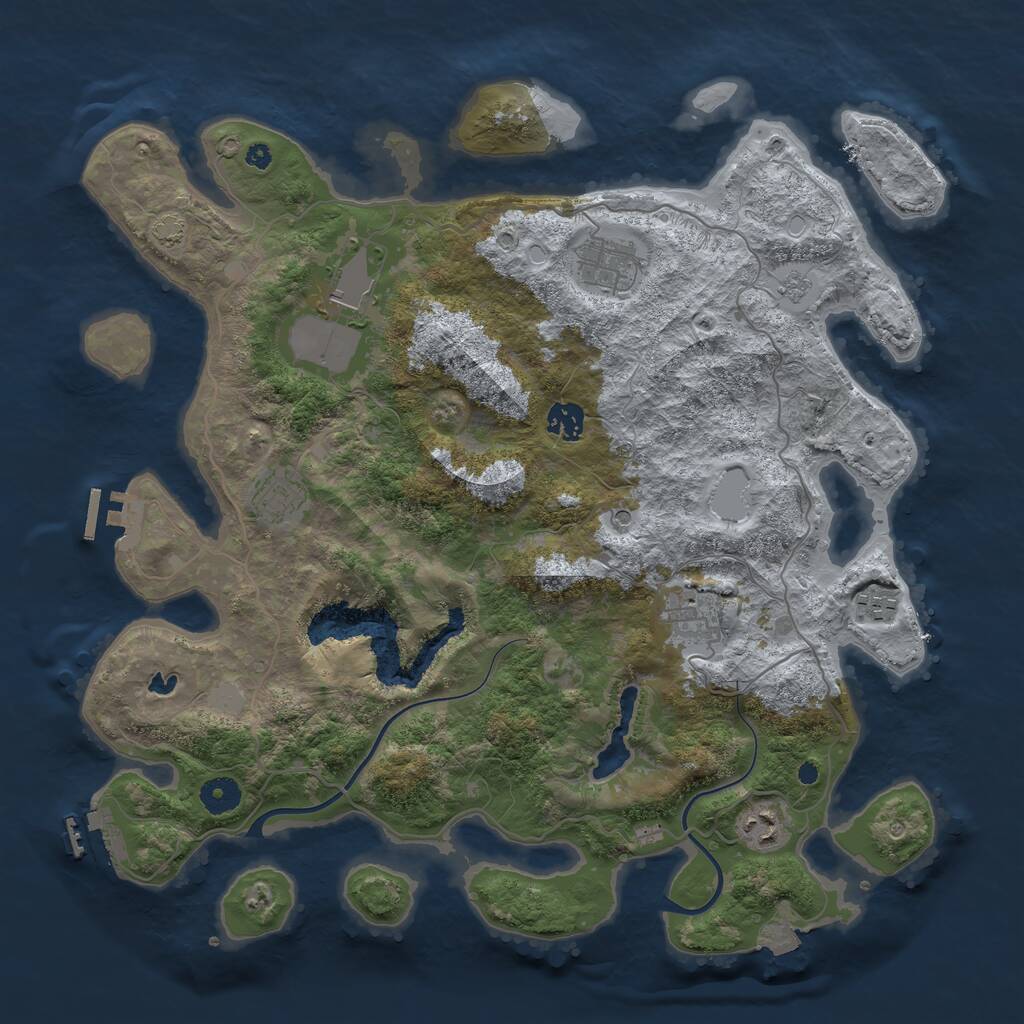 Rust Map: Procedural Map, Size: 4000, Seed: 123571359, 13 Monuments