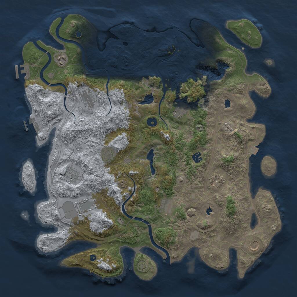 Rust Map: Procedural Map, Size: 4500, Seed: 241242, 17 Monuments