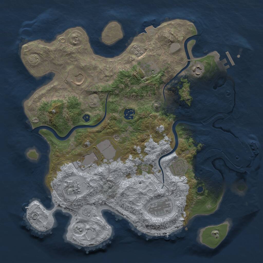 Rust Map: Procedural Map, Size: 3500, Seed: 1330097638, 15 Monuments