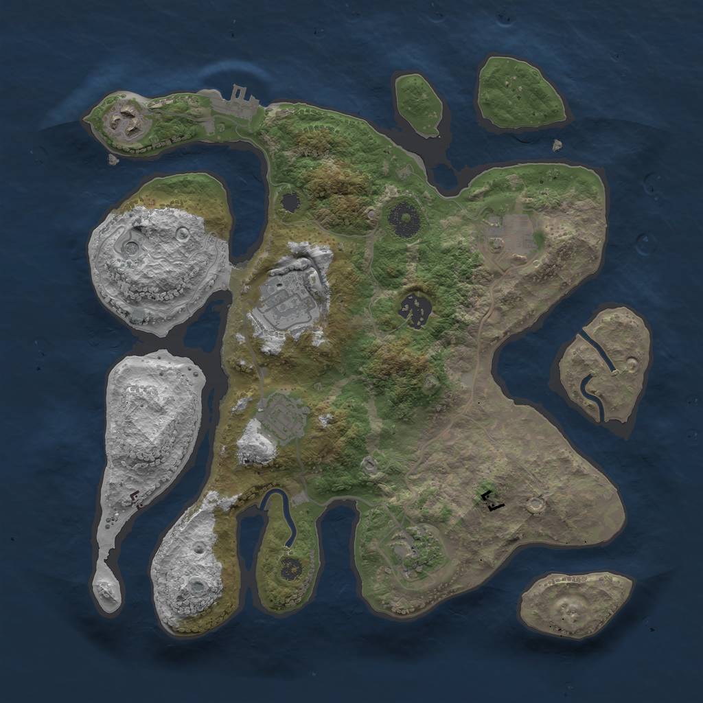 Rust Map: Procedural Map, Size: 3200, Seed: 5242456, 10 Monuments