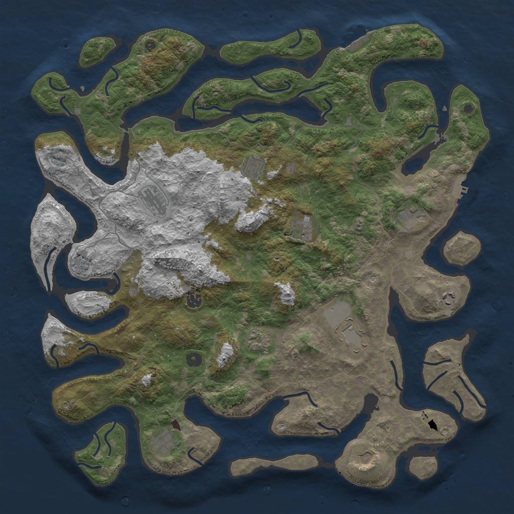 Rust Map: Procedural Map, Size: 5000, Seed: 758652, 16 Monuments
