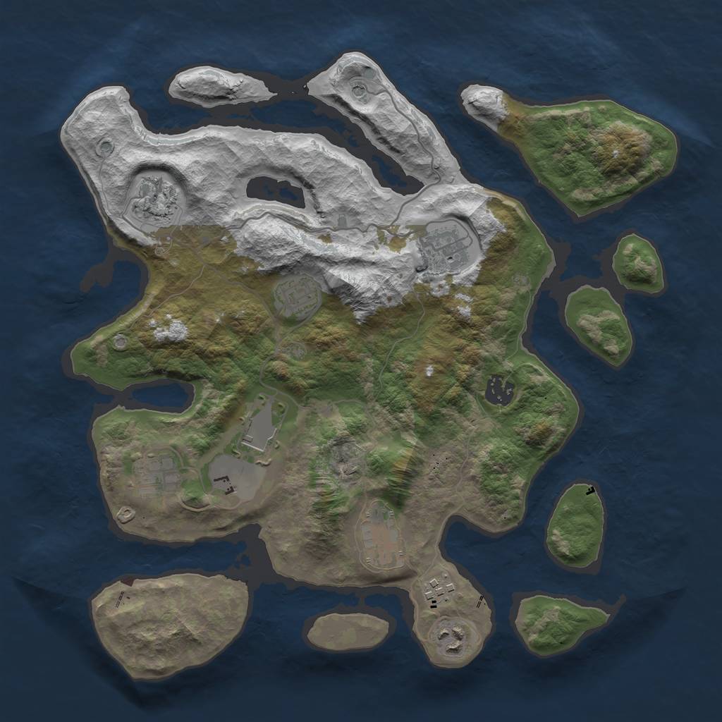 Rust Map: Barren, Size: 3600, Seed: 15, 12 Monuments