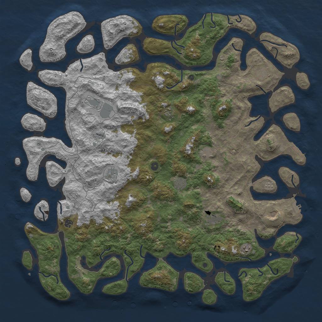 Rust Map: Procedural Map, Size: 6000, Seed: 2041249982, 16 Monuments