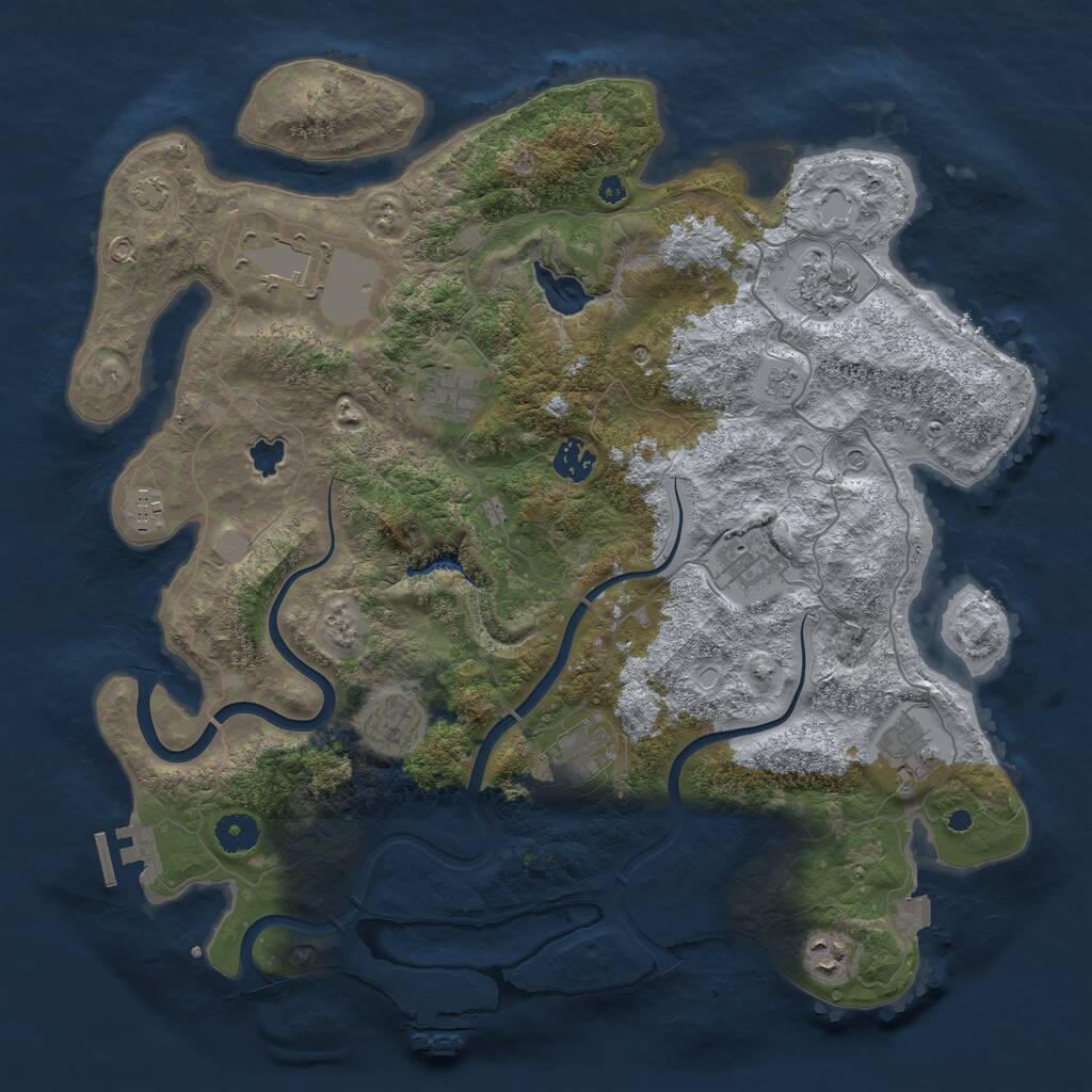 Rust Map: Procedural Map, Size: 4000, Seed: 307180, 16 Monuments