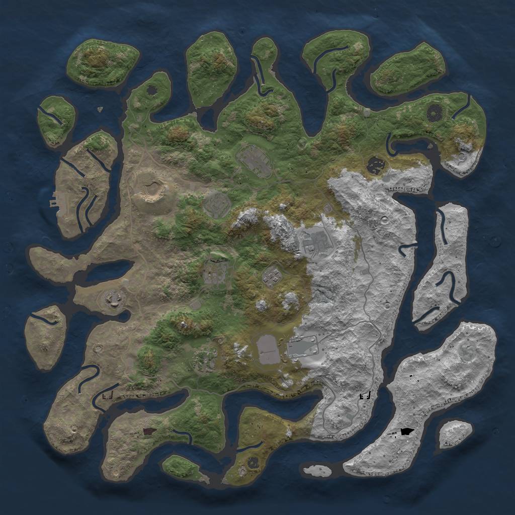 Rust Map: Procedural Map, Size: 4500, Seed: 588465, 14 Monuments
