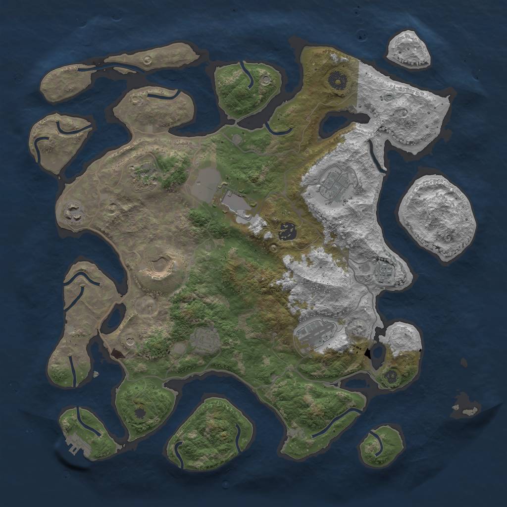Rust Map: Procedural Map, Size: 4000, Seed: 748387, 13 Monuments
