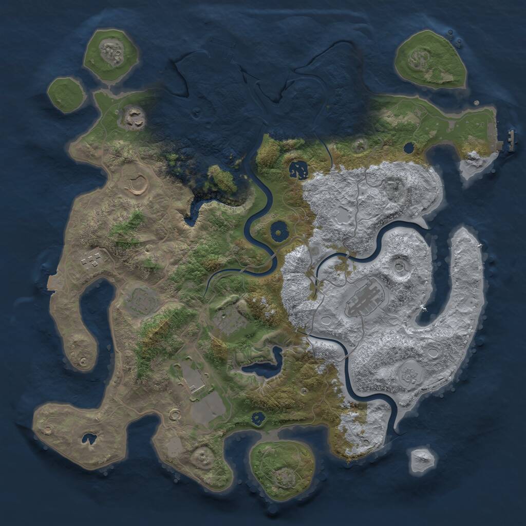 Rust Map: Procedural Map, Size: 4000, Seed: 477249, 14 Monuments