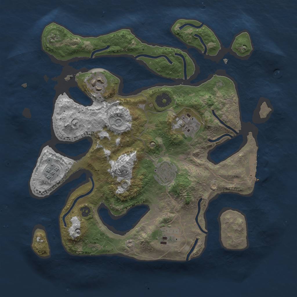 Rust Map: Procedural Map, Size: 3000, Seed: 134122896, 9 Monuments