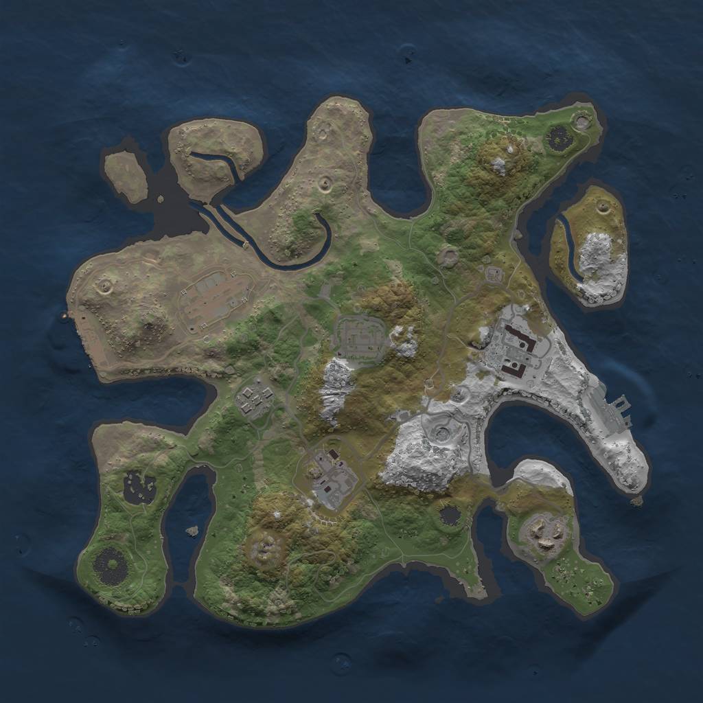 Rust Map: Procedural Map, Size: 3000, Seed: 996731558, 12 Monuments