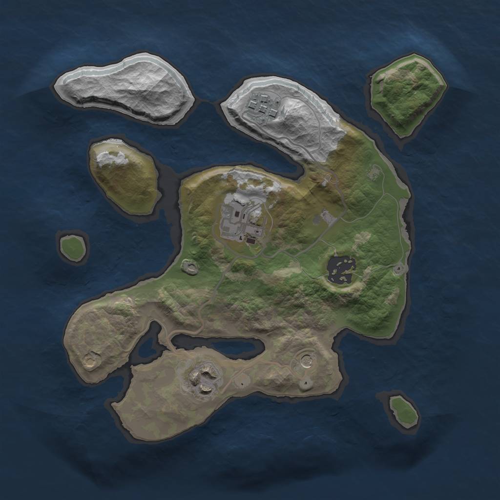 Rust Map: Barren, Size: 2500, Seed: 467154345, 7 Monuments