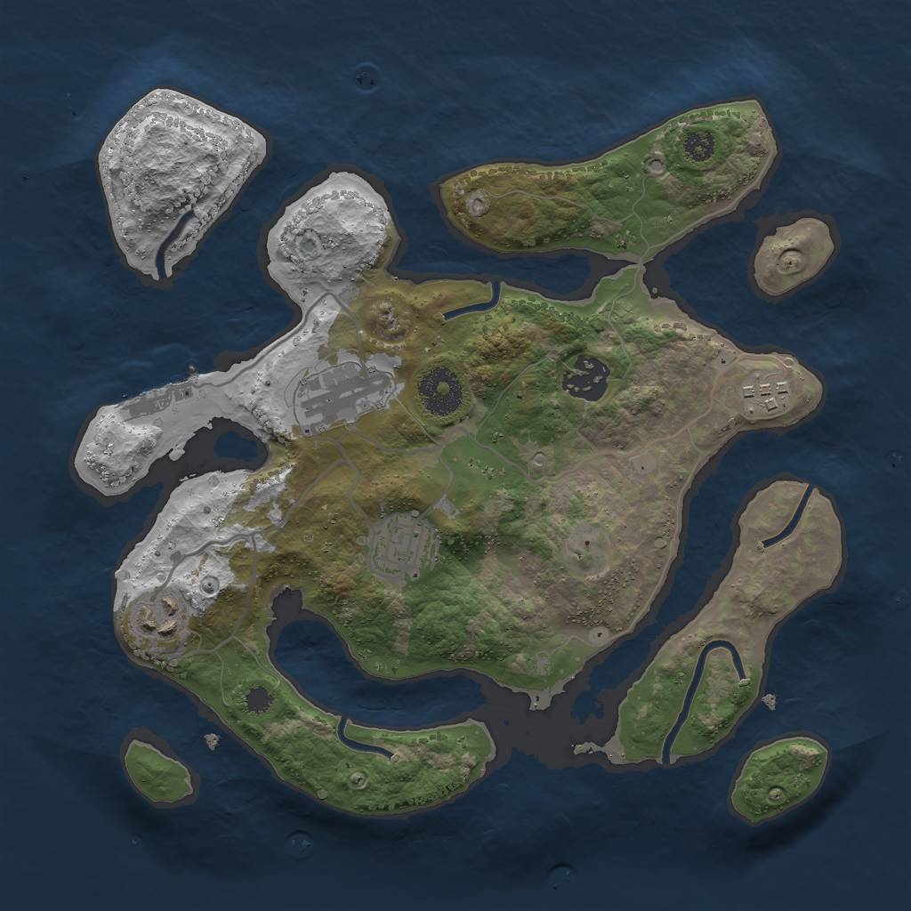 Rust Map: Procedural Map, Size: 3000, Seed: 1150575443, 8 Monuments