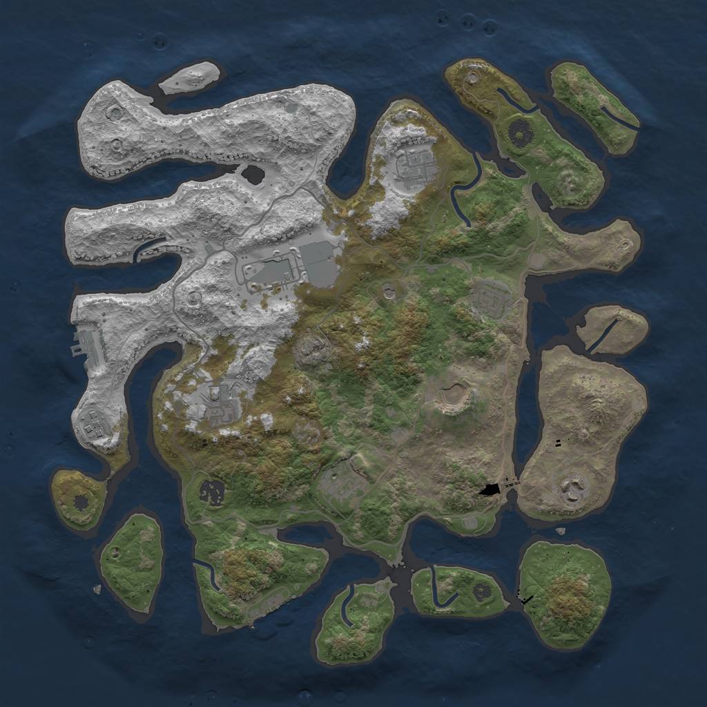 Rust Map: Procedural Map, Size: 4000, Seed: 505705, 14 Monuments