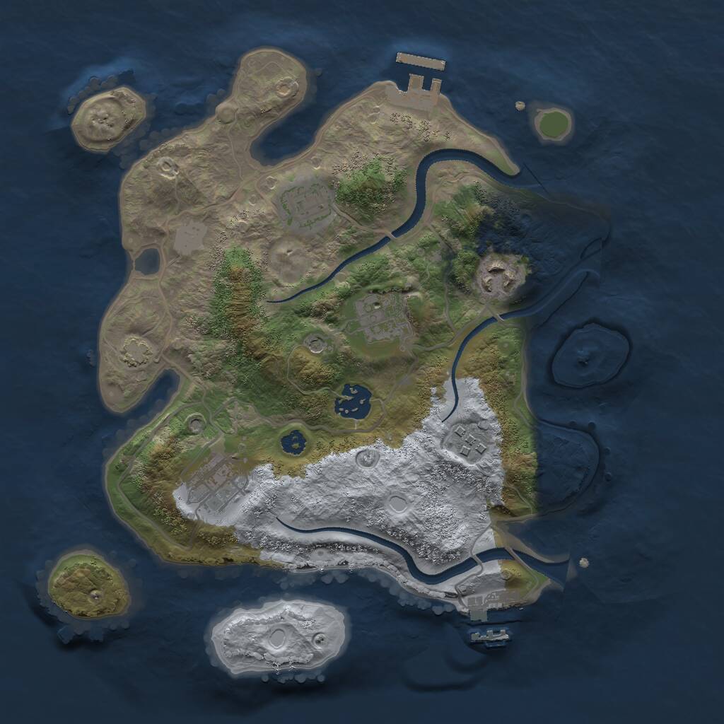 Rust Map: Procedural Map, Size: 3000, Seed: 12344, 11 Monuments